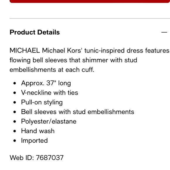 Michael Kors Red Golden Boho Studs Holiday Flowy Tunic Mini Dress size M - Picture 16 of 16